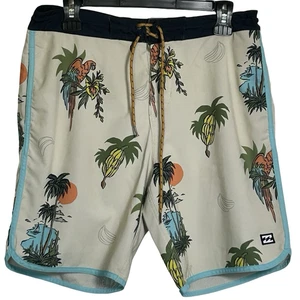 Pantaloncini da tavola Billabong Recycler Lo Tide pappagallo e palme taglia 30 vacanze - Foto 1 di 5