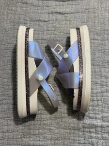 Melissa Away To Mars Platform Sandals Glitter White and Purple Pearl Size 9 - Picture 1 of 7