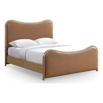 Meridian Furniture Arvada Cognac Vegan Leather Upholstered Queen Bed - Image 1 of 4