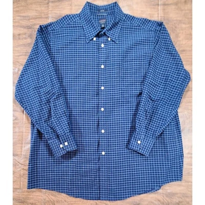 Camisa de Vestir Dockers Battery ST. Calce Clásico Elastizada Hombres XL 17/17.5 Azul a Cuadros LS Foto 1 de 4