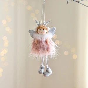 Festive Angel Girl Cloth Doll with Reindeer Antlers for Christmas Display - Picture 1 of 14