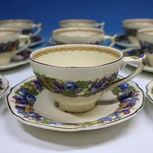 Crown Ducal Florentino Multicolor Della Robbia - 9 Tazas y 9 Platillos - Imagen 1 de 5