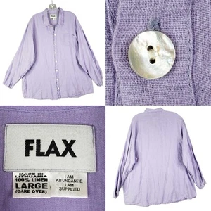 Flax Shirt Women’s Button Down Linen Long Sleeve Size Large L Lilac Purple - Picture 1 of 7