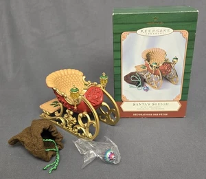 Vintage Hallmark Andenken Ornament Vintage 2001 Weihnachtsmann Schlitten - Bild 1 von 2