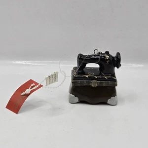 Caja de anillo de píldora baratija máquina de coser pequeña miniatura cerámica vintage  - Imagen 1 de 21