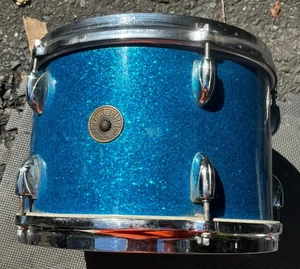 Vintage Gretsch Tom Drum 12" Round Badge Blue Sparkle 4415 - Picture 1 of 20