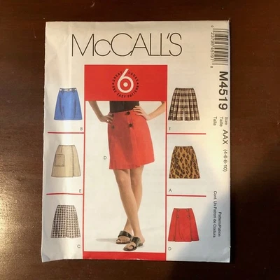 McCalls EASY Sewing Pattern M4519 Skirts Size AAX (4-6-8-10) - Image 1 of 2