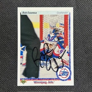 1990 Upper Deck #122 Bob Essensa RC Rookie Winnipeg Jets SU CARTA AUTO - Foto 1 di 2