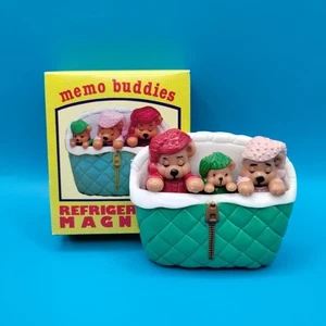 Vintage Three Bears Family Sleeping Memo Buddies Refrigerator Memo Magnets Set - Picture 1 of 18