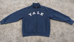 Vintage 90s Yale University Sweatshirt Mens Navy Blue JanSport Quarter Zip XL - Picture 1 of 9