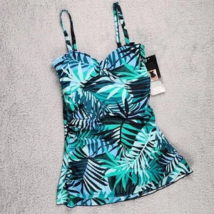 Shore Shapes Womens Swimsuit Sz 10 One-Piece Black Floral Adjustable Straps NWT - Picture 1 of 18