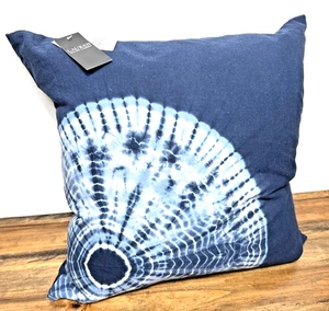 Ralph Lauren Home Blue Linen Feather Pillow 20" Tie Dye Nautical Style Luxury - Picture 1 of 12