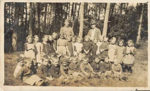 VTG Photo Cute German Children Boys & Girls Camp Woods - Picture 1 of 2