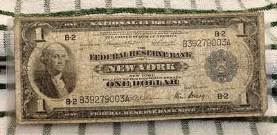 1914 One Dollar Federal Reserve Bank Of New York Note National Currency $1 - Image 1 of 4