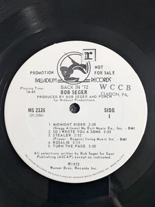 **RAR White Label Promo Pressing** Bob Seger "Back In '72" (1973) Wax VG+ - Bild 1 von 12