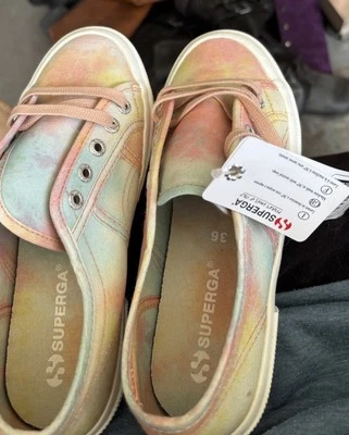 SUPERGA Pastel Tie Dye Sneakers Shoes  2750 Fantasy Cotu Classic W Size 36 Tags - Image 1 of 4
