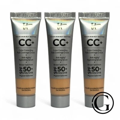 PACK OF 3 It Cosmetics Your Skin but Better CC+ Cream SPF 50+ Medium 0.406 fl oz - Image 1 of 4