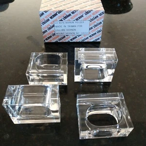 LILLIAN VERNON 8076 ART DECO TRANSPARENTE LUCITE CUADRADO SERVILLETA FLOR SOPORTE 1980 - Imagen 1 de 4