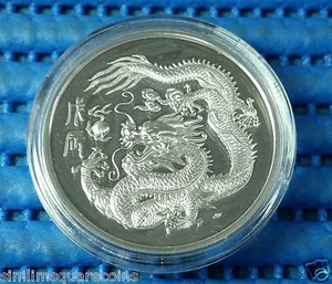 1988 Singapore Singold Lunar Dragon 1 oz 999 Fine Silver Proof Medallion - Picture 1 of 6