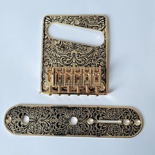 Gold Retro Fender Tele Telecaster Electric Guitar Bridge 6 Saddles Control Plate