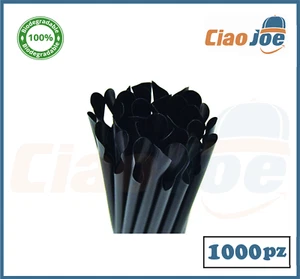 1000 cannucce di plastica con cucchiaio nere BIO 20cm riutilizzabili per granita - Imagen 1 de 1