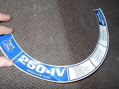 Nuevo de Lote Antiguo 1971 1972 1973 Ford Mustang Maverick Gran Torino 250 6 cilindros calcomanía filtro de aire Foto 1 de 3