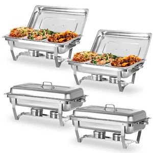 Paquete de 1/2/4/6/8 Juego de Buffet de Plato de Frotamiento de 8 QT, Calentador de Alimentos con Sartén de 1/3 para Navidad - Imagen 1 de 12