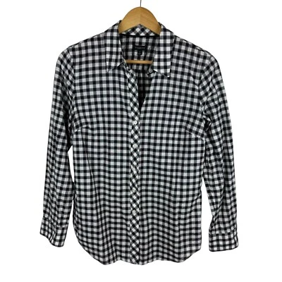 Talbots Womens Gingham Plaid Button Down Shirt Sz Small Black Capsule Everyday - Image 1 of 4
