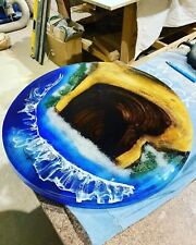 Resin Acacia Round Side Table | Epoxy End Table  Coffee Table  Mid Century Moder