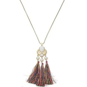 Trina Turk x I.N.C. Gold-Tone Stone & Tassel 30" Pendant Necklace - Picture 1 of 7