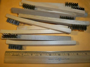 12 Pc Stainless Steel Wire Brush Wood Handle Tooth Brush Style New - Picture 1 of 1