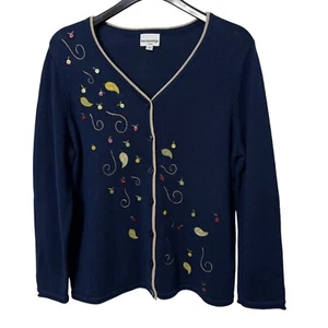 Breckenridge Womens Vintage Sweater Plus Size 1X Falling Leaves Cardigan Office - Picture 1 of 5