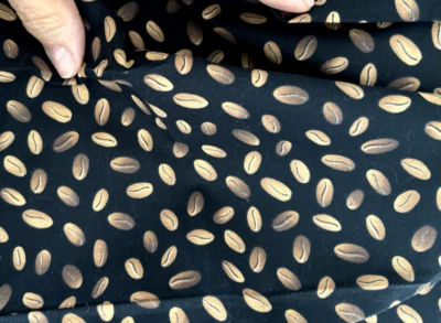 21"WX18"L TIMELESS TREASURES Tan Brown Black COFFEE BEAN PRINT Fabric Remnant - Image 1 of 4