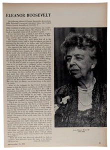 Eleanor Roosevelt Death Tribute Adlai Stevenson 1962 Saturday Review 8x10.5" - Picture 1 of 1