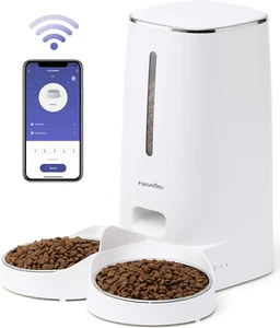 Automatic Cat Feeder, 4L Dog Feeders with Double Bowls, Support DIY Meals and Ti - Picture 1 of 12