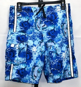 Canyon River Blues Pull On Elastic Waist Swim Shorts Size M(10/12) Shark Print - Picture 1 of 3