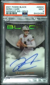 2021 PANINI BLACK MIDNIGHT SIGNATURES GOLD #MSDC DEREK CARR 3/3 PSA 9 AUTO - Picture 1 of 2