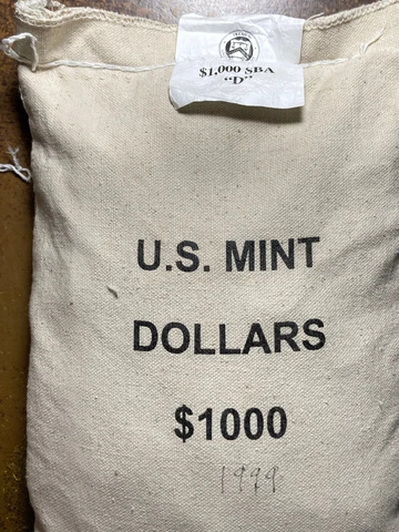 1999 D Susan B. Anthony U.S. Dollar Coins $1,000 Bag Cover