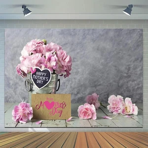 7X5Ft Mother'S Day Backdrops Pink Carnation Background Happy Mother'S Day Backdr - Picture 1 of 8