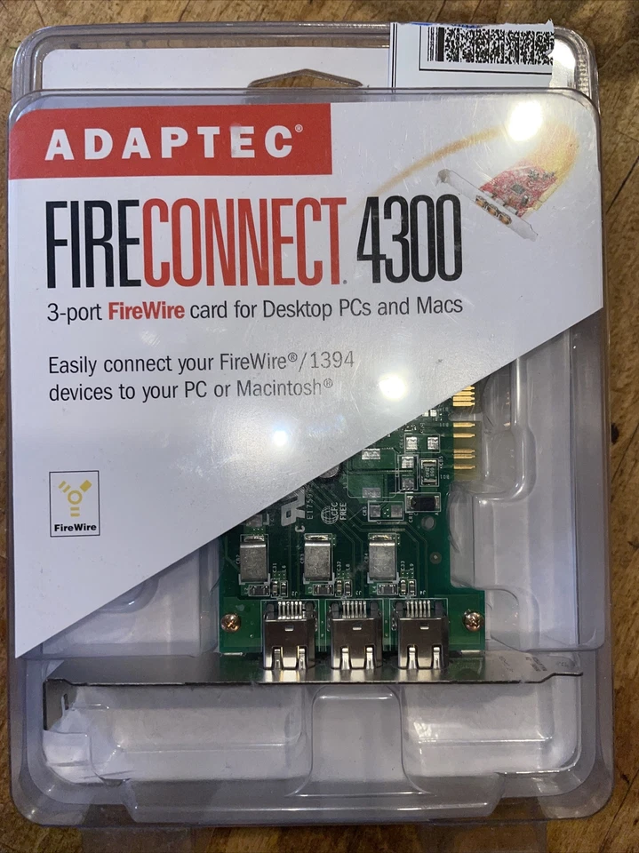 ADAPTEC FIRECONNECT 3-Port FireWire Card for Desktop PC & Mac AFW-4300CS Kit - Image 1 of 2