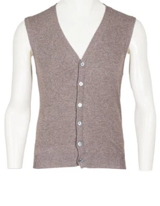 Gilet in maglia Fedeli marrone beige mélange in cashmere - Foto 1 di 12