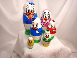 Full set Vintage Fed Rep of Germany 60s Donald Duck Nesting Dolls Eichorn Disney - Picture 1 of 18
