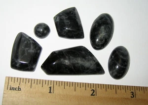 6 CABUJONES DE PIEDRA FELDESPATO ESTRELLA NEGRA NATURAL PULIDA ULTRA RAROS 0,35-1,5" 24,2 g - Imagen 1 de 3