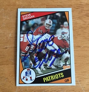 Tarjeta de fútbol americano Topps #136 1984 autógrafo firmado por Steve Grogan New England Patriots - Imagen 1 de 3