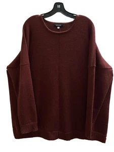 Eskandar Burgundy Crew Neck Merino Wool Tunic Sweater (0) - Imagen 1 de 6