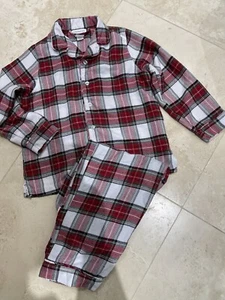 Pottery Barn Girls Size 6 Flannel Pajama Set Tartan Plaid Red white - Picture 1 of 3