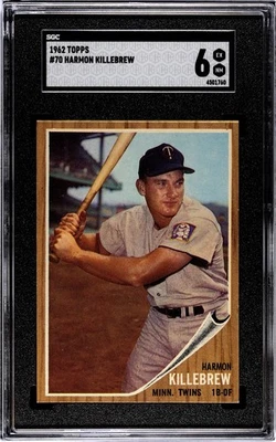 1962 Topps HARMON KILLEBREW Minnesota Twins #70 SGC 6 EX/NM Condition! - Image 1 of 2