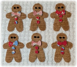 Vintage Cutter Quilt Gingerbread Boy Applique Cut Outs Die Cuts Ornaments Sets - Picture 1 of 7