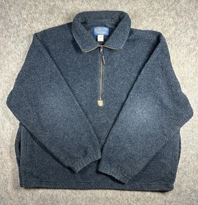 Pendleton Woolen Mills Fleece Pullover L Blue Sherpa 1/4 Zip Vintage Jacket - Picture 1 of 8