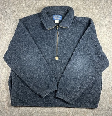 Pendleton Woolen Mills Fleece Pullover L Blue Sherpa 1/4 Zip Vintage Jacket - Image 1 of 4